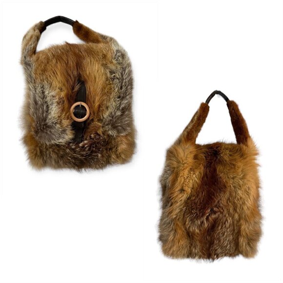 Vintage Fur bag with buckle closure, Brown multi - Picture 12 of 15